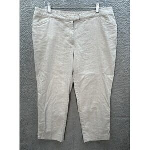 J Jill Pants Womens 16 Tan Linen Blend Genuine Fit Below Waist Coastal Nautical